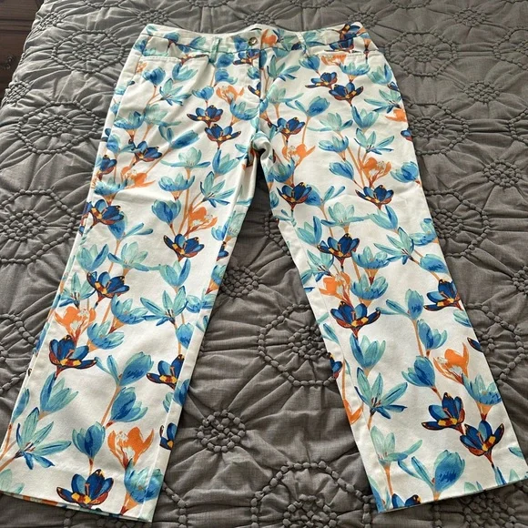 Lands’ End, pants NWOT mid rise straight leg size 12P 🧡💙 - Picture 1 of 11